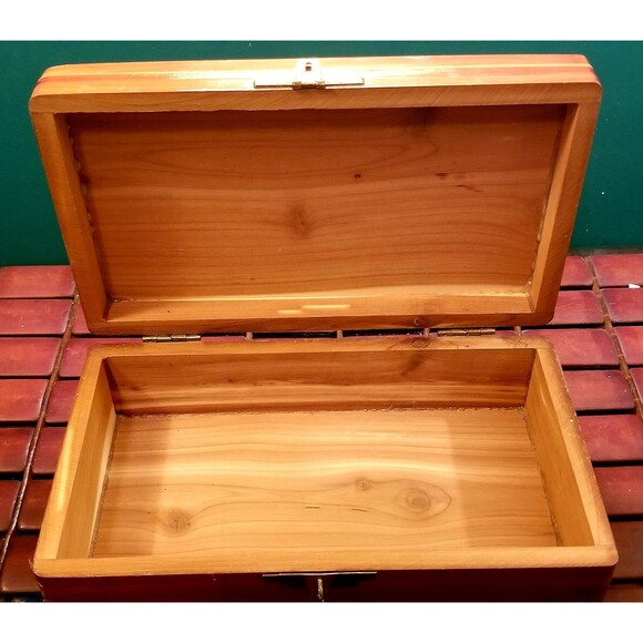 Vintage New Hampshire Souvenir Cedar Jewelry Box Mid Century Retro 8"4.5"x3.5" - Picture 8 of 9